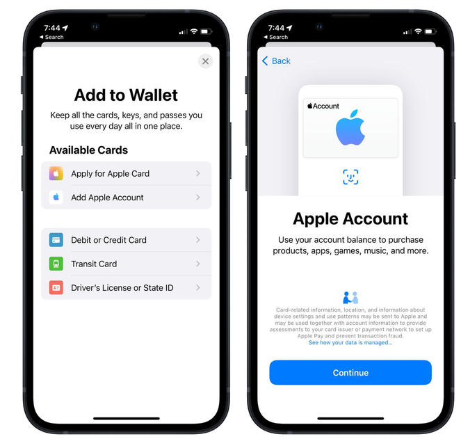 连云港苹果手机维修分享iOS 15.5钱包App如何添加 Apple 账户 